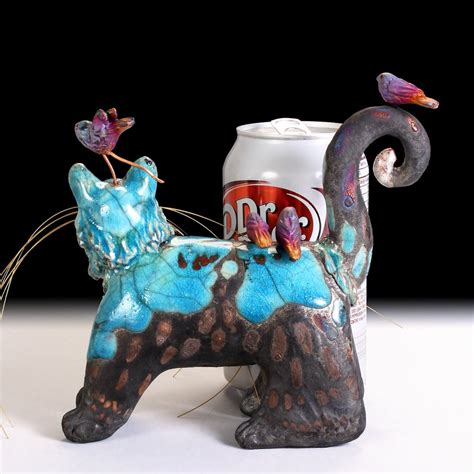Ceramic Raku Cat Sculpture - Tormented Thomas | Fried Cats Ceramics