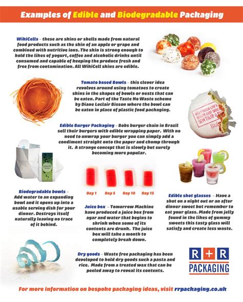 Examples Of Edible and Biodegradable Packaging | Infographic Portal