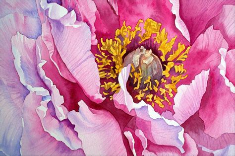 Peony, Art Print of my original peony painting, flower painting, pink ...