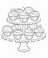 Cupcakes Printable Coloring Pages sketch template
