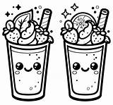 Two Adorable Smoothies 🍹🍊🍓😊 Coloring Page sketch template