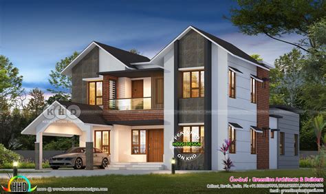 2777 square feet 4 bedroom sloped roof contemporary home - Kerala Home ...