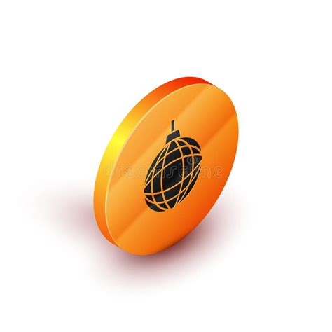 Isometric Disco Ball Icon Isolated on White Background. Orange Circle Button Stock Vector ...