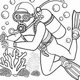 Scuba Diver Coloring Page Black And White · Creative Fabrica sketch template