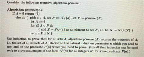 Consider the following recursive algorithm powerset: | Chegg.com