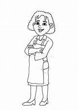 Coloring Page A Woman Standing While Cross Arm Stock Image  Of sketch template