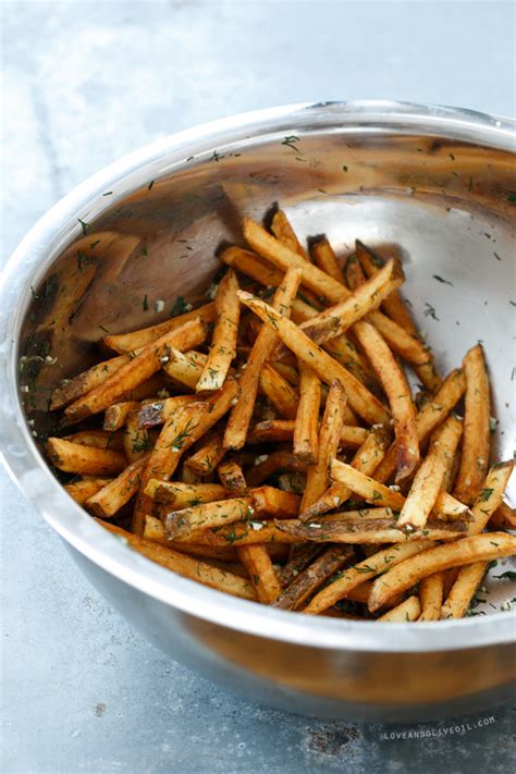 Homemade French Fries with Fresh Garlic and Dill | Love and Olive Oil