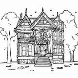 Old Victorian House Coloring Page · Creative Fabrica sketch template
