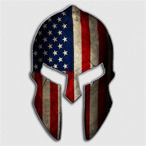 American Flag Spartan Helmet Decal | Military Warrior Stickers