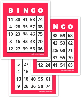 Free Printable and Virtual Number Bingo Card Generator