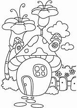 Mushroom House Coloring Page sketch template