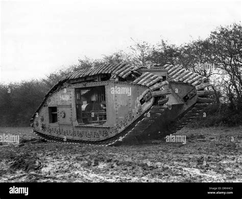 Experiment with British Mark V tank, WW1 Stock Photo - Alamy