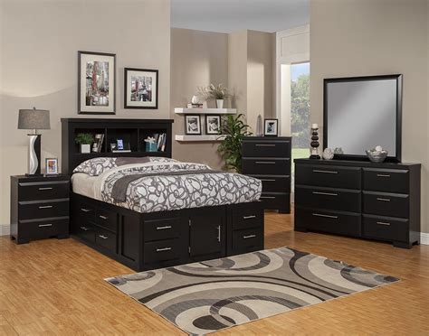 Sandberg Furniture Serenity 12-Drawer Ultimate Storage Bed, Queen, Black | Bed with drawers ...