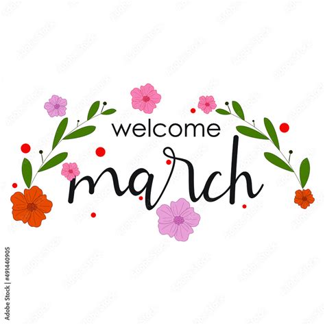 Welcome march logo ilustration and clip art with floral Stock Vector | Adobe Stock