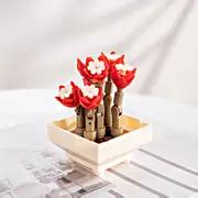 Succulent Flower Plants Potted Building Blocks Cute Flowersornaments Assemble Toys Valentines ...