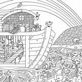 Noah Ark With Color Coloring Pages sketch template