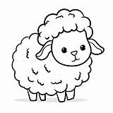 Coloring Page Outline Of Cartoon sheep Or lamb Farm Animals  sketch template