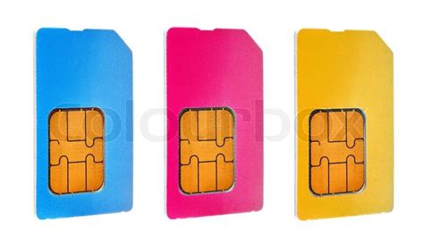 Three sim cards isolated on white ... | Stock image | Colourbox