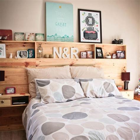 +15 Diy Wooden Headboard With Shelves Ideas - Tossist