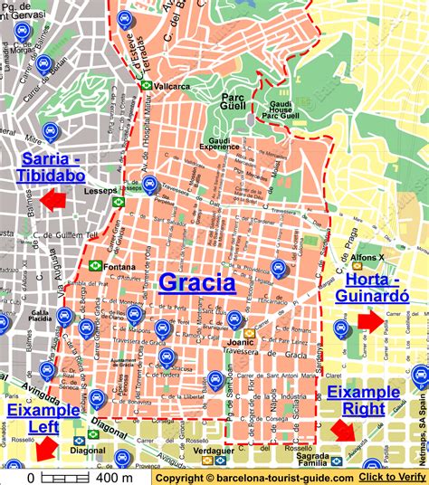 Parking Map of Gràcia in Barcelona, Catalunya, Spain