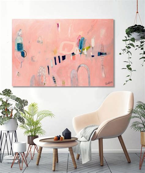 Pink Abstract Minimalist Painting Original Art Print - Etsy