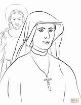 Coloring Mercy Faustina Divine Nun Pages Kids St Sunday Catholic  sketch template