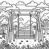 Playground swing coloring Page Lulu Pages sketch template