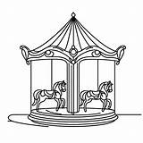 Merry Go Round Carousel 🎠 Coloring Page sketch template
