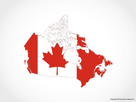 Printable Vector Map of Canada - Flag | Free Vector Maps