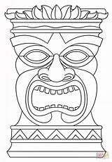 Tiki Mask Coloring Page sketch template