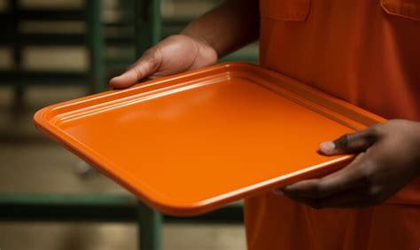 Premium AI Image | A prison inmate holding an empty canteen food tray