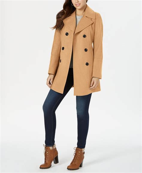 Anne Klein Double-Breasted Peacoat, Created for Macy's - Macy's | Double breasted pea coat ...