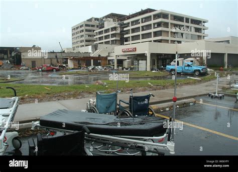 Medical equiptment sits outside of Saint John's Mercy Hospital in Joplin, Missouri on May 23 ...