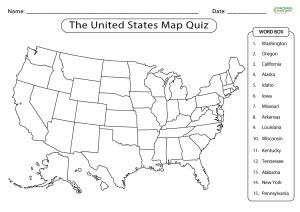 Free Printable Blank Map of the United States Worksheets