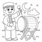 Premium Vector  Ramadan muslim Boy Playing Drum coloring Page sketch template