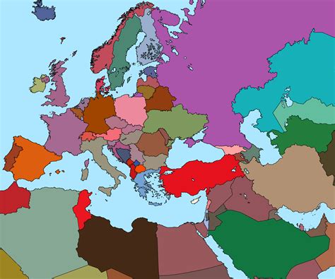 Map of Europe but the color of each country is the average color of ...