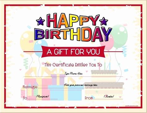 Birthday Gift Certificate Template Word Unique Birthday Gift Certificat… | Gift certificate ...