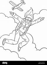 Skydiving Coloring Page For Kids Stock Vector Image & Art  Alamy sketch template