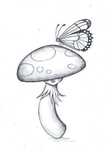 toadstool butterfly pencil | Mushroom drawing, Butterfly drawing, Art drawings simple