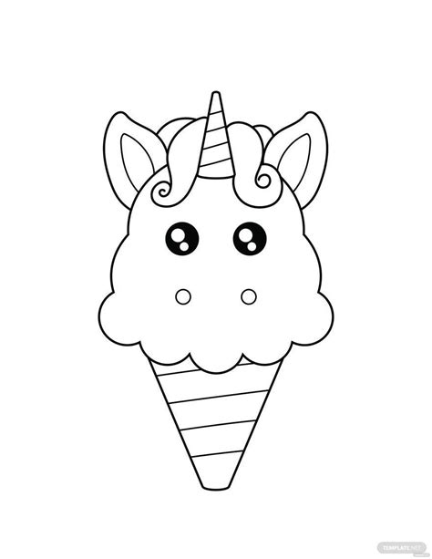 Free Unicorn Ice Cream Coloring Page, Illustrator, JPG, PNG, PDF, SVG ...