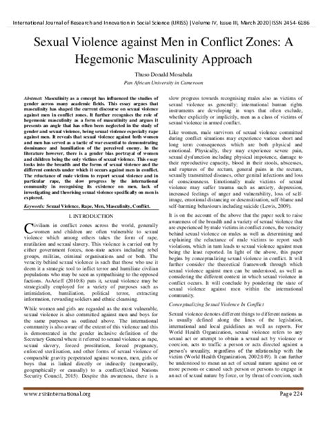 (PDF) Sexual Violence against Men in Conflict Zones: A Hegemonic Masculinity Approach | Thuso D ...