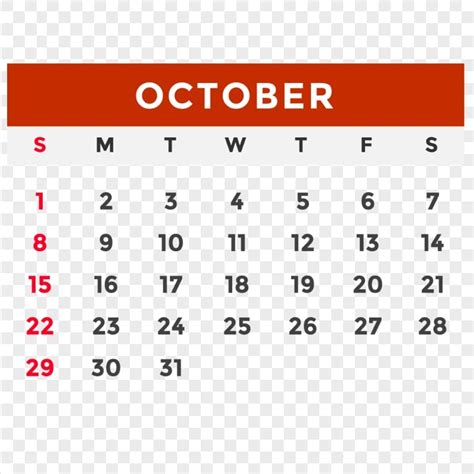 FREE October 2023 Calendar PNG | Citypng