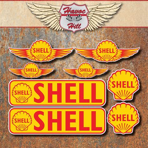 Shell Classic Sticker Set x8 Vintage Retro Motorbike Car Race Motorsport decals Vintage Logo ...