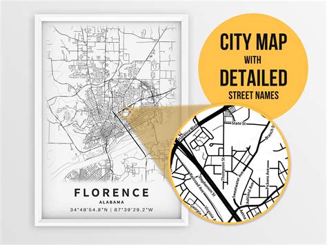 Printable Map of Florence Alabama AL United States With - Etsy Australia