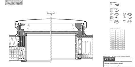 VELUX flat roof window drawings