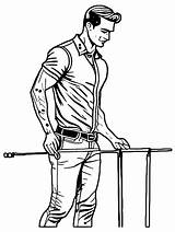 Handsome Man On Crutches Coloring Page · Creative Fabrica sketch template