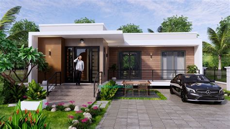 Modern House Plans 11x10.5 Flat Roof 2 Bedrooms - SamHousePlans