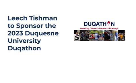 Leech Tishman to Sponsor the 2023 Duquesne University Duqathon - Leech ...