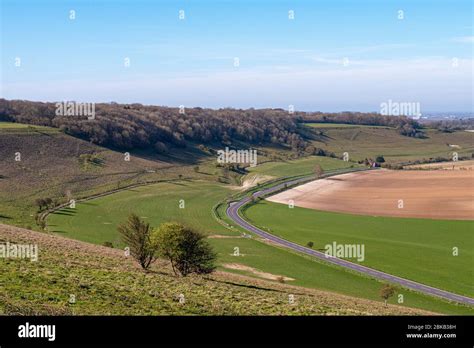 A very quiet A280 road at Longfurlong between Findon and Clapham in ...