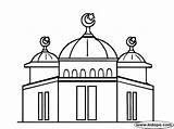 Mosque Drawing Coloring Temple Islam Religious Building Muslim Pages  sketch template